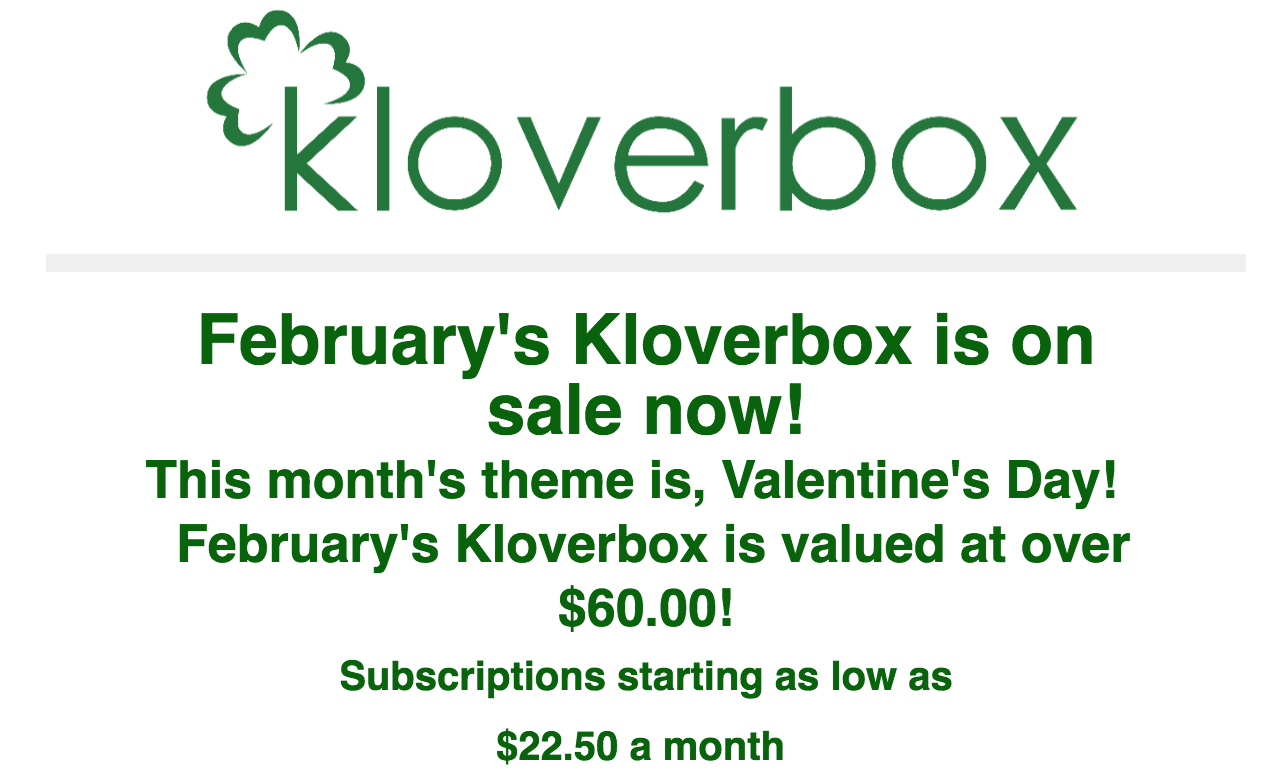 Kloverbox February 2018 Spoiler + Coupon