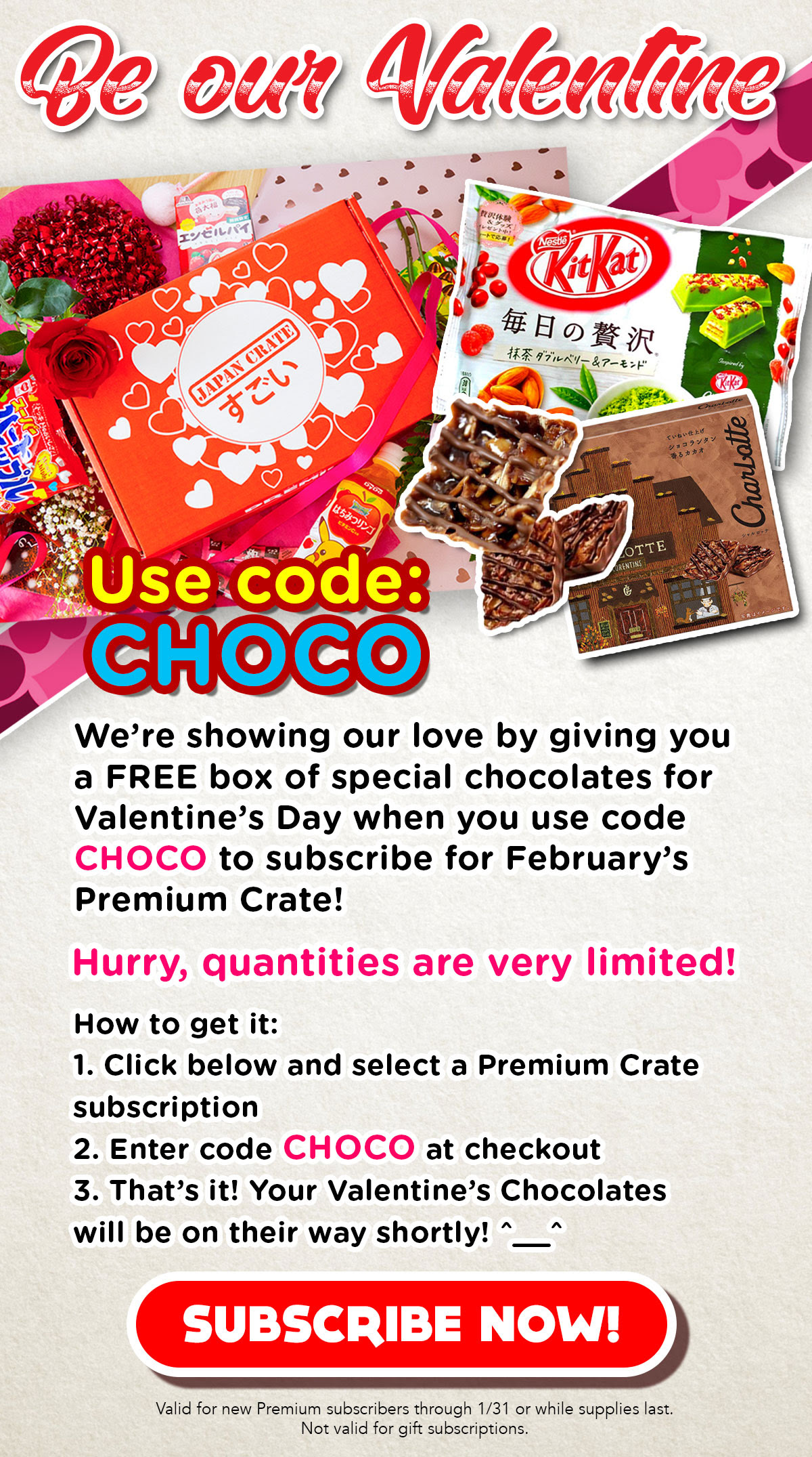 Japan Crate Coupon – FREE Valentine’s Day Chocolates with Subscription!