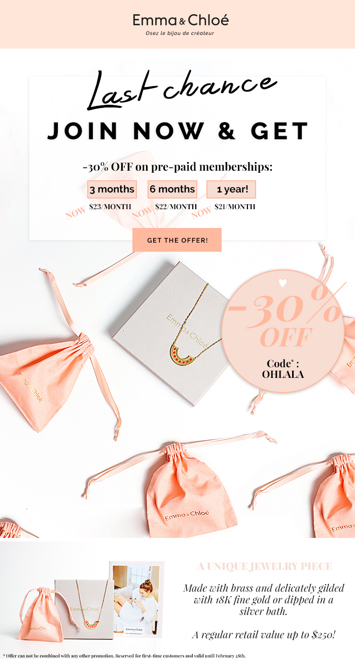 Emma & Chloe Coupon – 30% Off Pre-Paid Subscriptions or First Box for $10!
