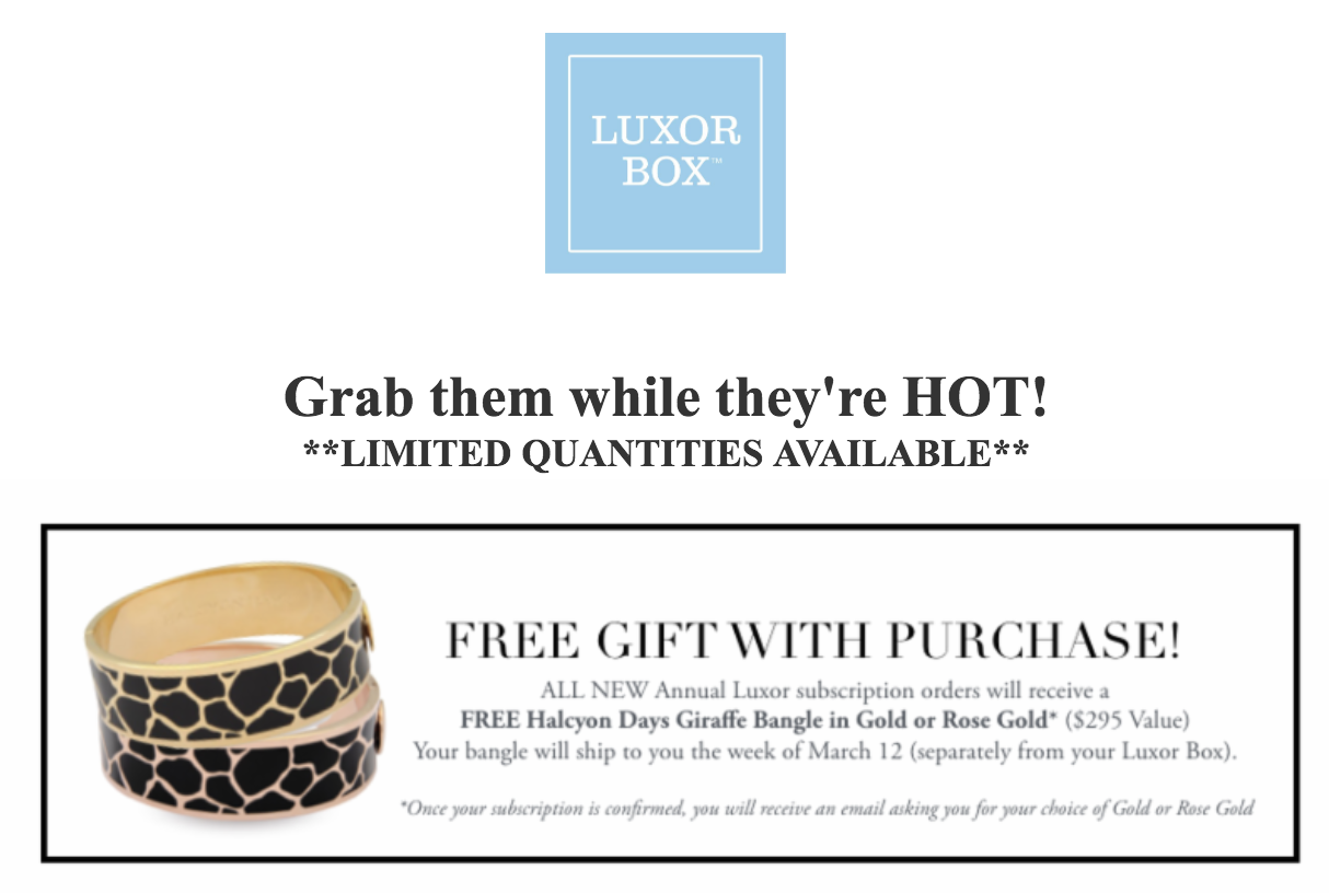 Luxor Box Offer – Free Halcyon Days Bracelet with Annual Subscription