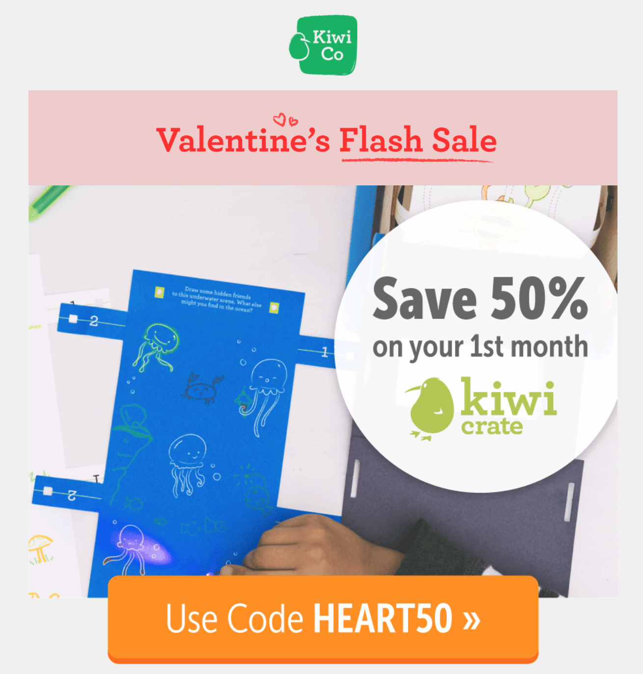 Today Only! KiwiCo Valentine’s Day Sale – 50% Off Your First Box!