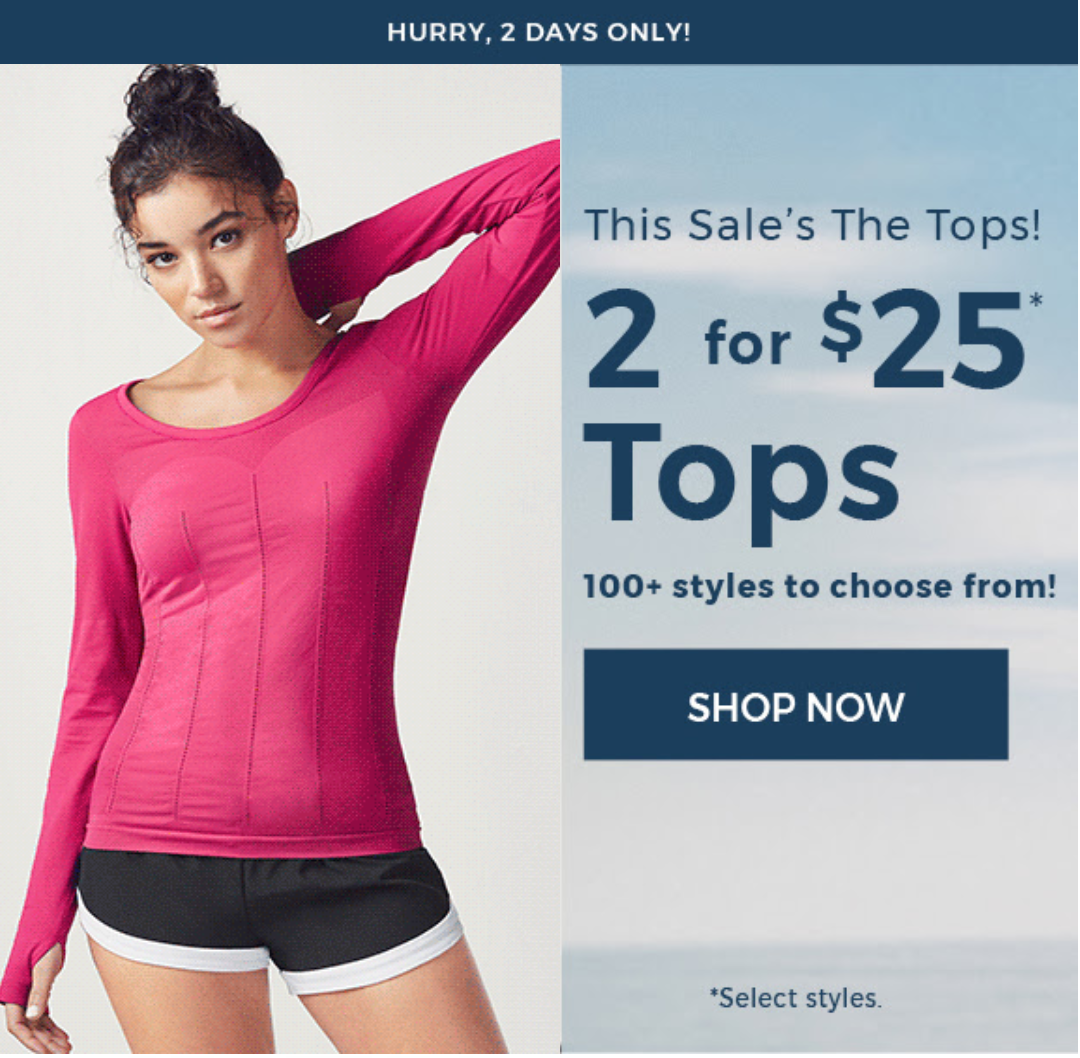 Fabletics Tops Sale – Two for $25!