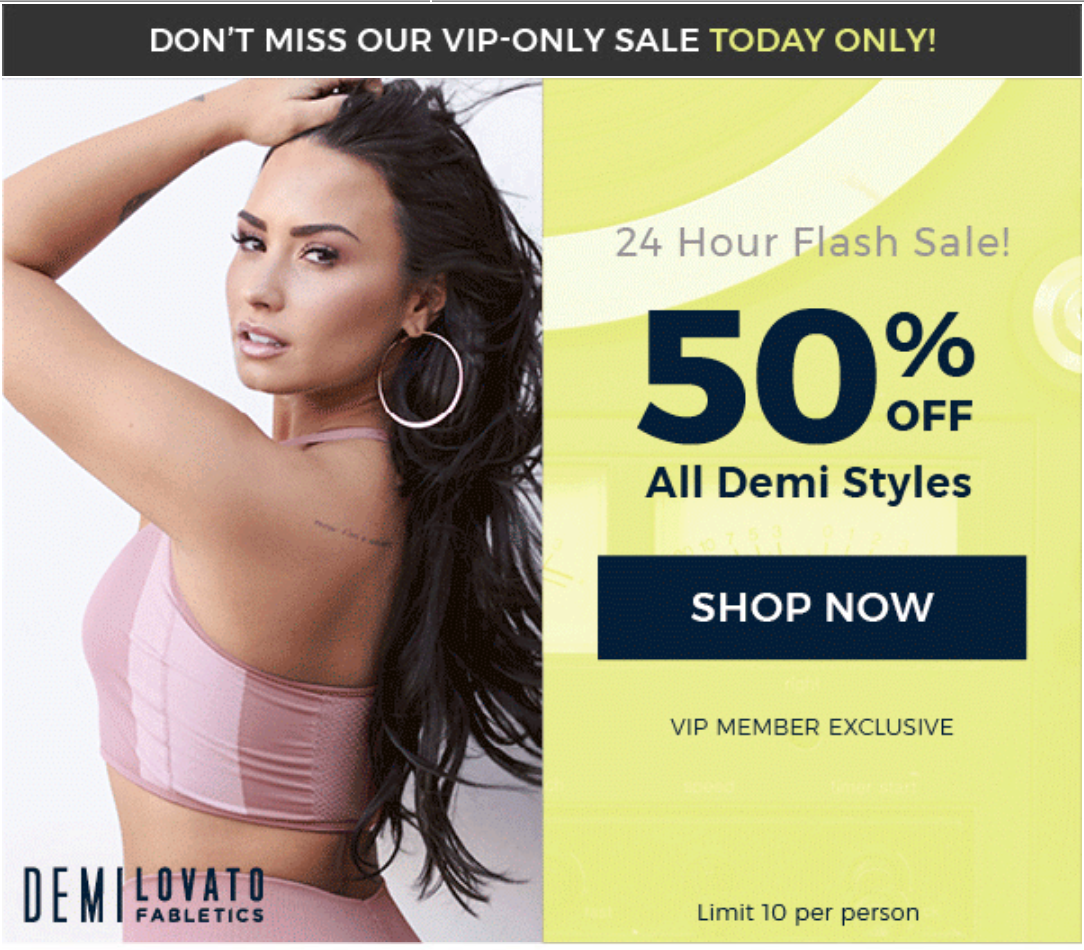 Today Only! Fabletics Sale – 50% Off Demi Lovato Collection!