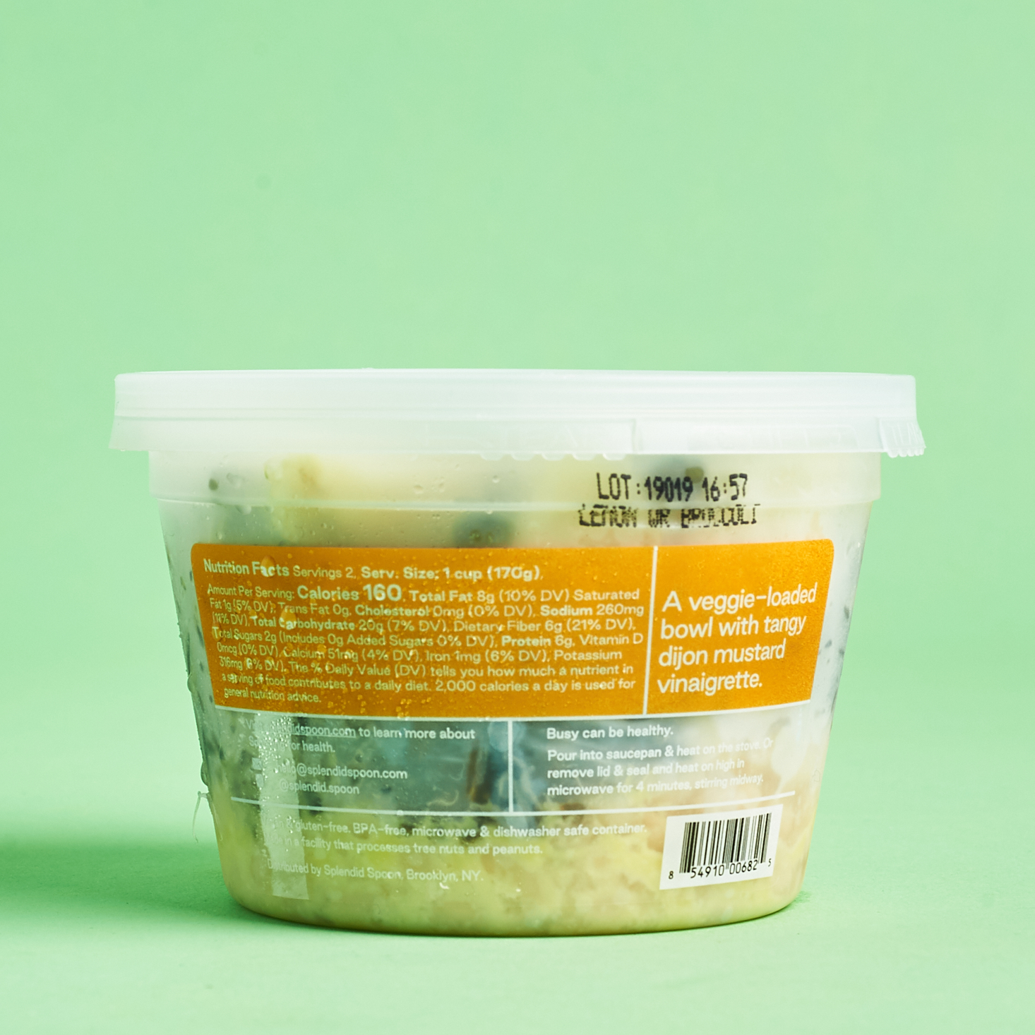 splendid spoon cauliflower lentil bowl ingredients label