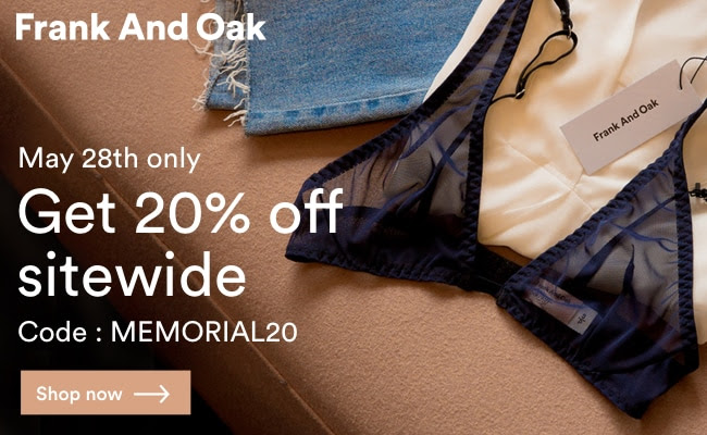 Frank and Oak Memorial Day Flash Sale – 20% Off Sitewide!