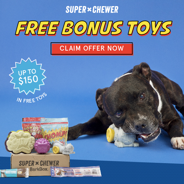 New BarkBox Super Chewer Coupon – Free Bonus Toy Every Month with Longer Subscription!