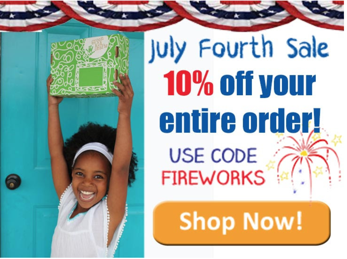 Green Kid Crafts 4th of July Sale – 10% Off Shop Purchases or 50% Off Your First Box!