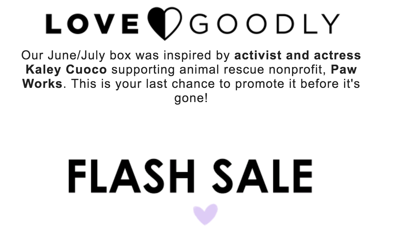 Love Goodly Coupon – 50% Off the June Box!