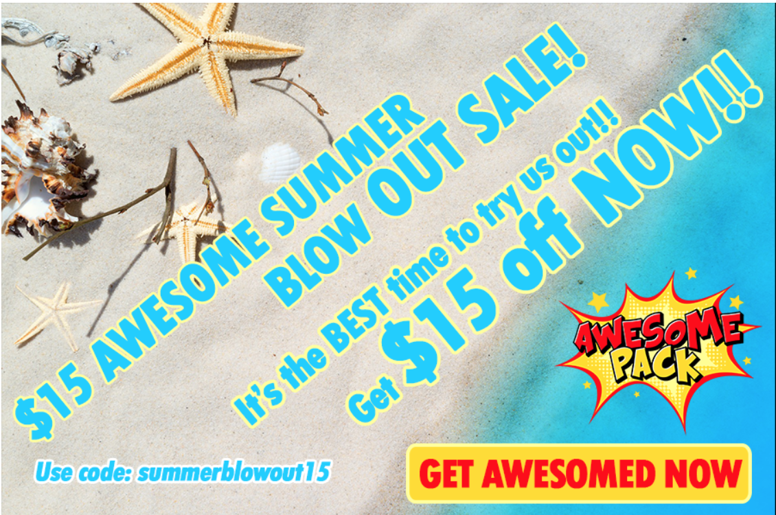 Awesome Pack Coupon – $15 Off Your First Box!