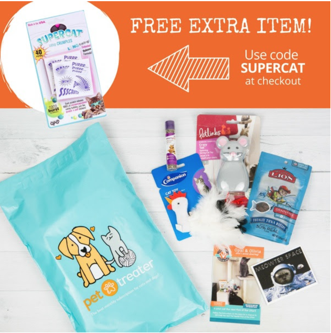 Pet Treater Coupon – Free Supercat Catnip Crumples With Cat Pack Subscription