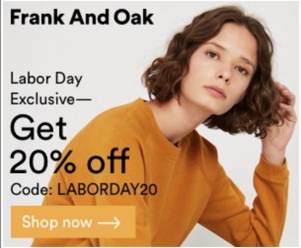 Frank and Oak Labor Day Sale – 20% Off!