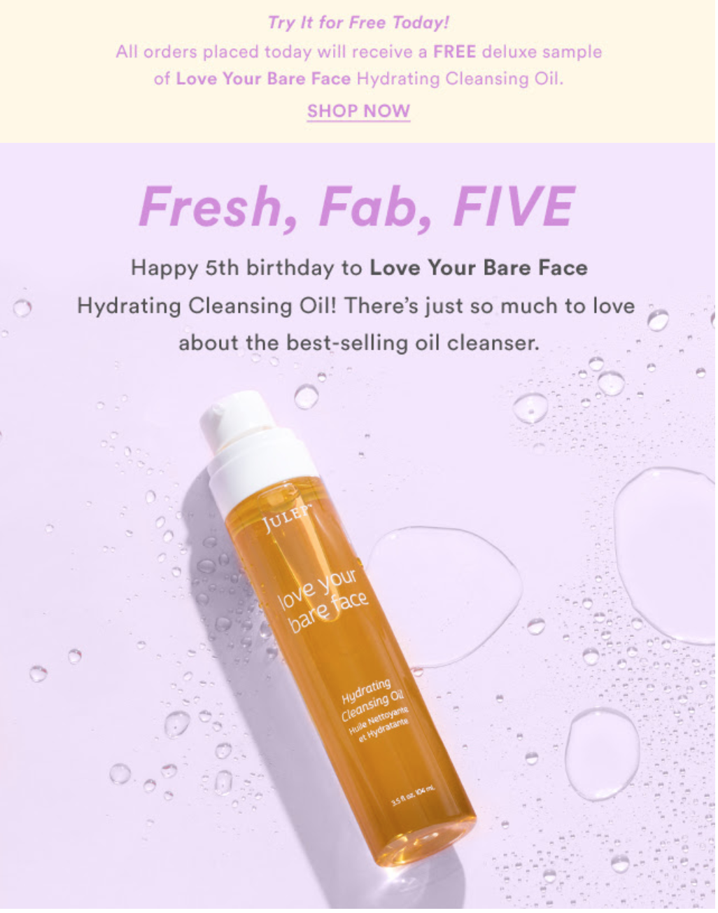 Today Only! Free Cleansing Oil Deluxe Sample with Any $25 Julep Purchase!