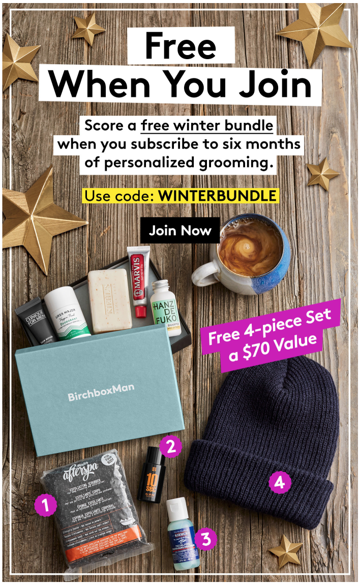 Birchbox Man Coupon – Free Winter Bundle with Subscription!