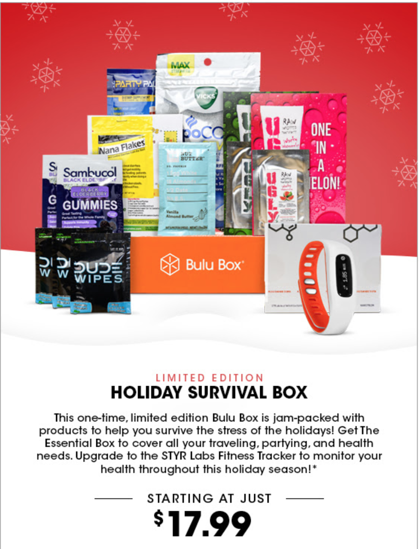 Bulu Box Black Friday Coupon – 40% Off Limited Edition Holiday Survival Box