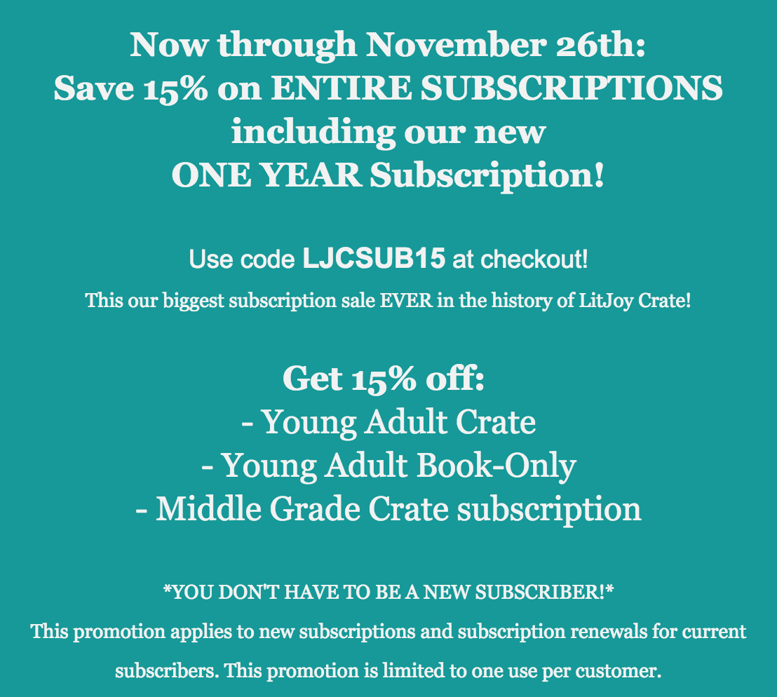 LitJoy Crate Black Friday Deal – 15% Off Subscriptions!
