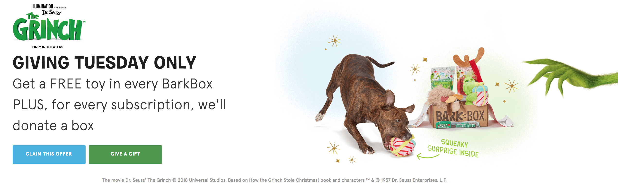 BarkBox Giving Tuesday Deal – Free Bonus Toy Every Month + Donation!