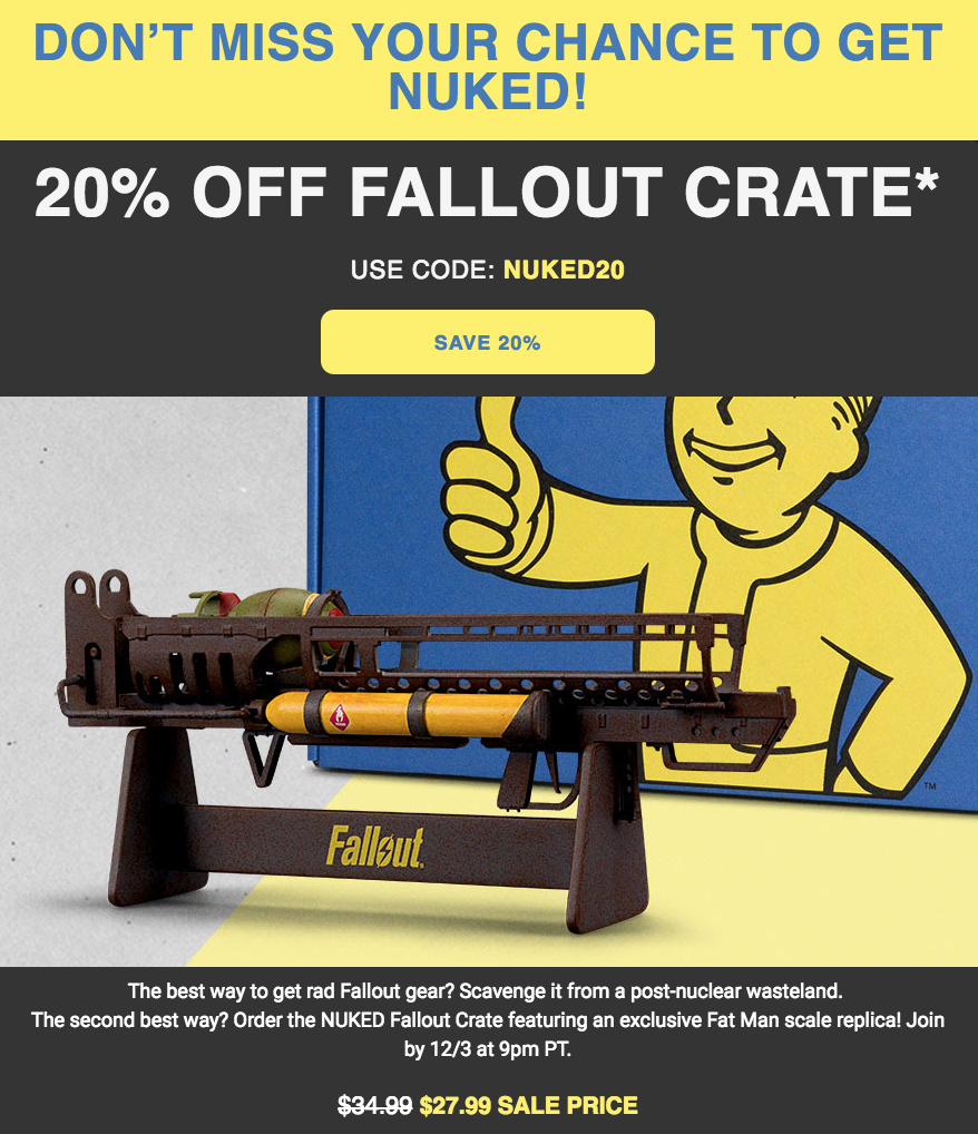 Fallout Crate Coupon – 20% Off Subscriptions!