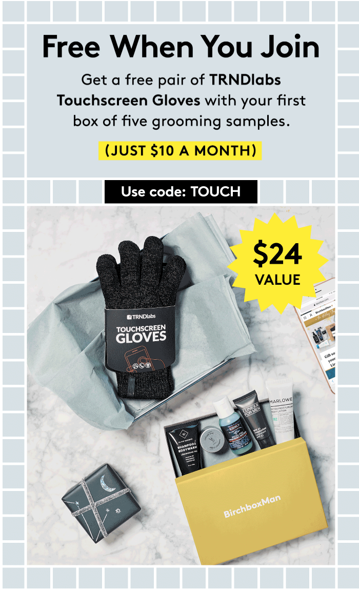 Birchbox Man Coupon – Free TRNDlabs Touchscreen Gloves with Subscription!