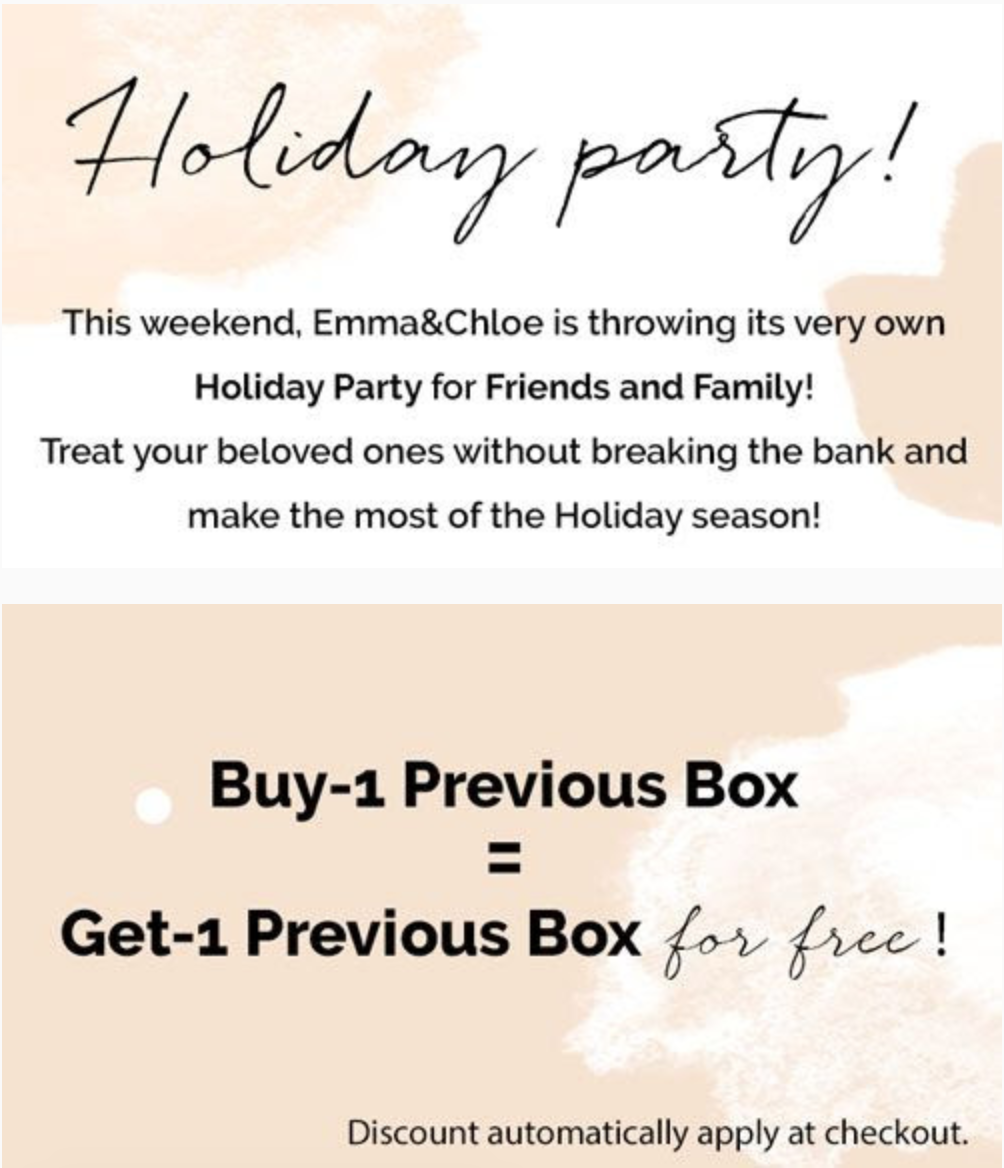 Emma & Chloe Flash Sale – Buy One Box, Get One FREE + First Box FREE With Pre-Paid Subscription!