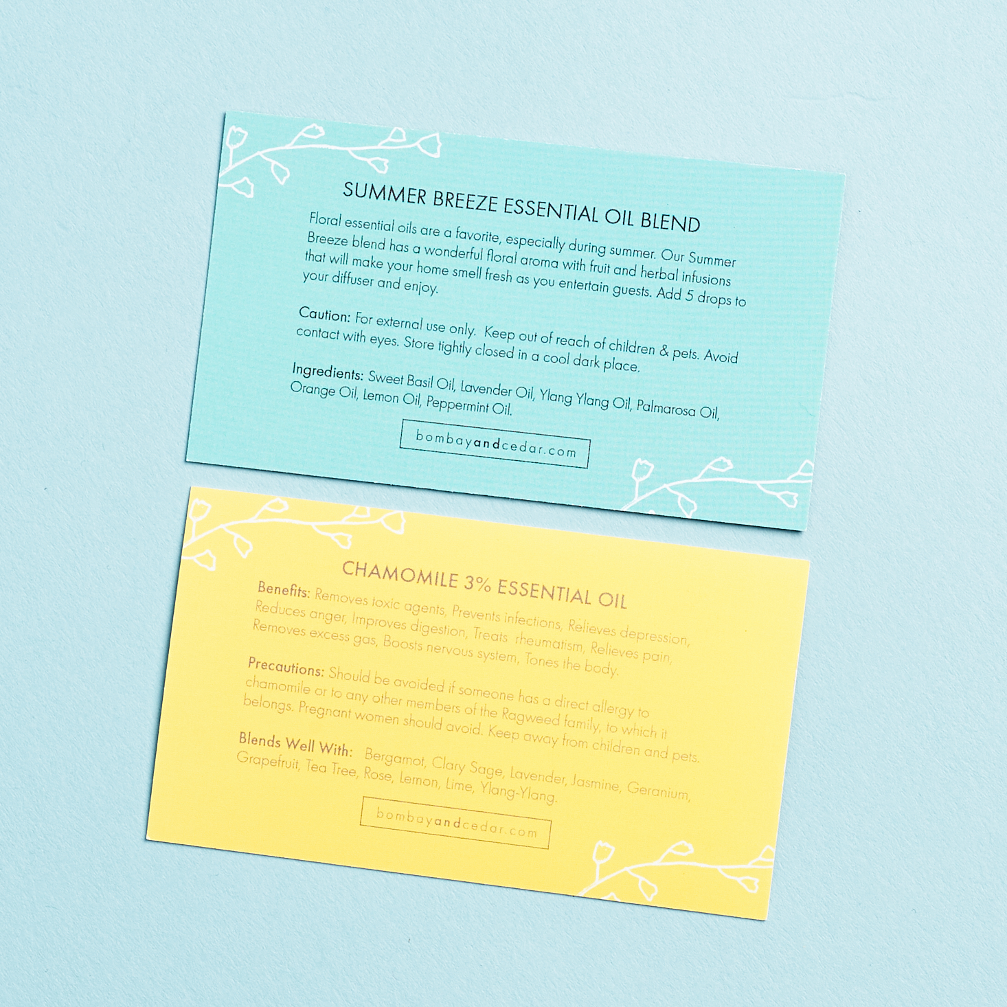 back of oil info cards with more info