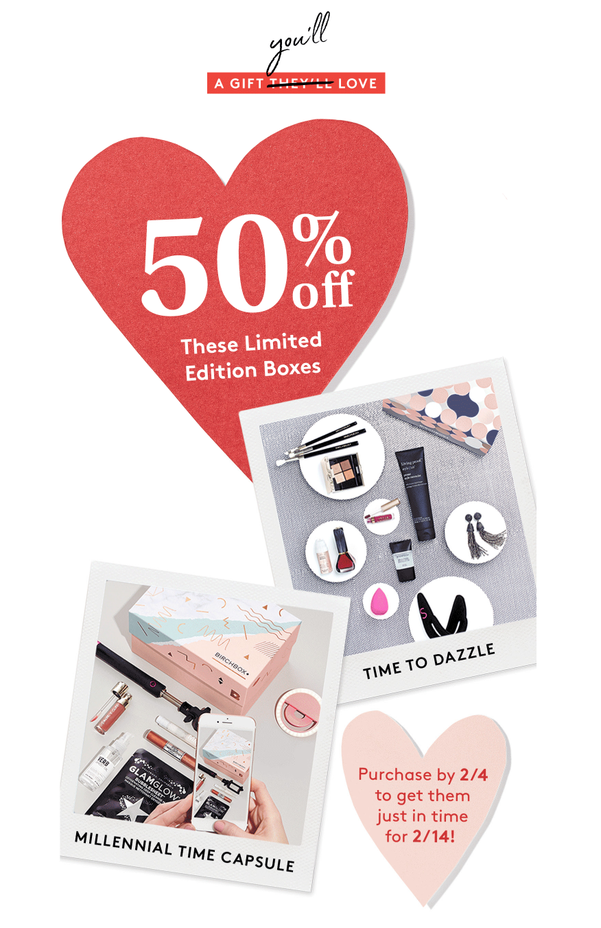 Birchbox Sale – 50% Off Time To Dazzle & Millennial Time Capsule Limited Edition Boxes