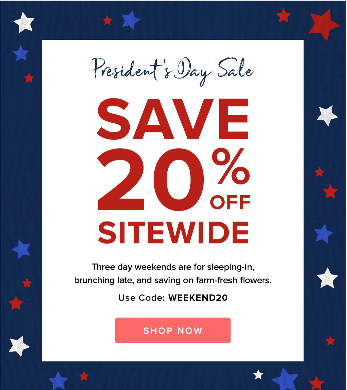 The Bouqs Presidents Day Coupon – 20% Off Sitewide!