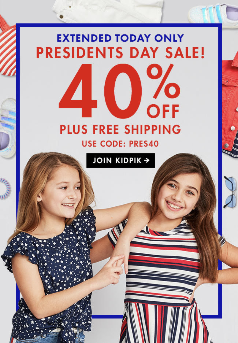 Extended! Today Only – kidpik Presidents Day Sale – 40% Off Your Entire First Box!