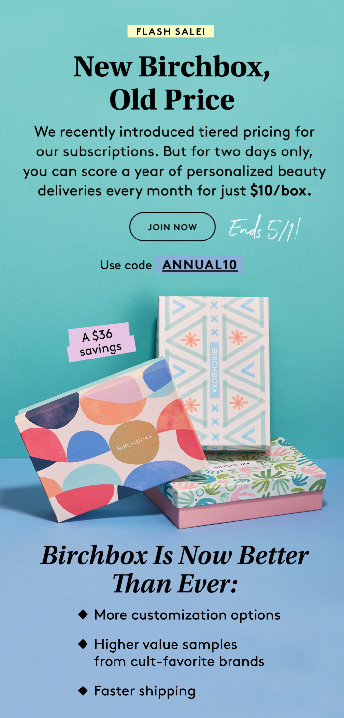 Birchbox Flash Sale – Get An Annual Subscription for $10 a Box!