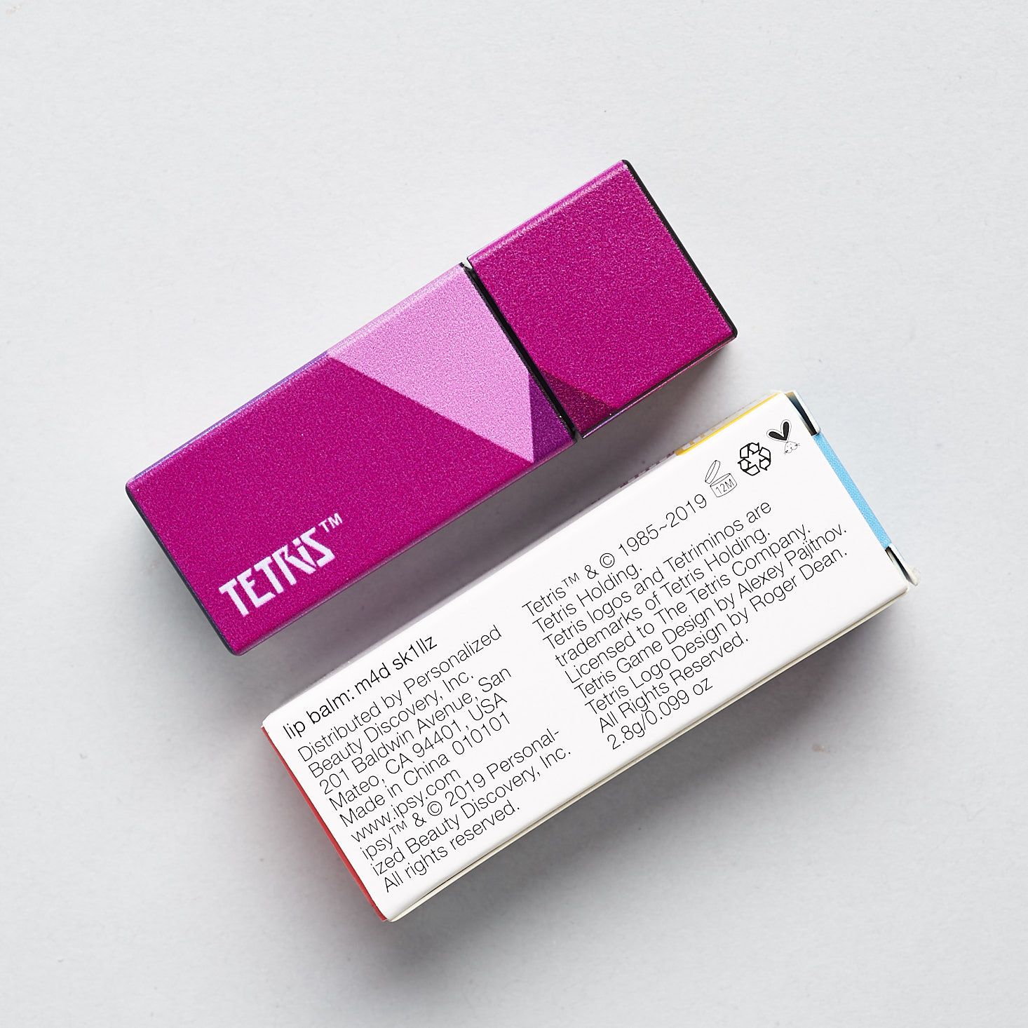 Ipsy x Tetris May 2019 makeup subscription box review lip balm l33t