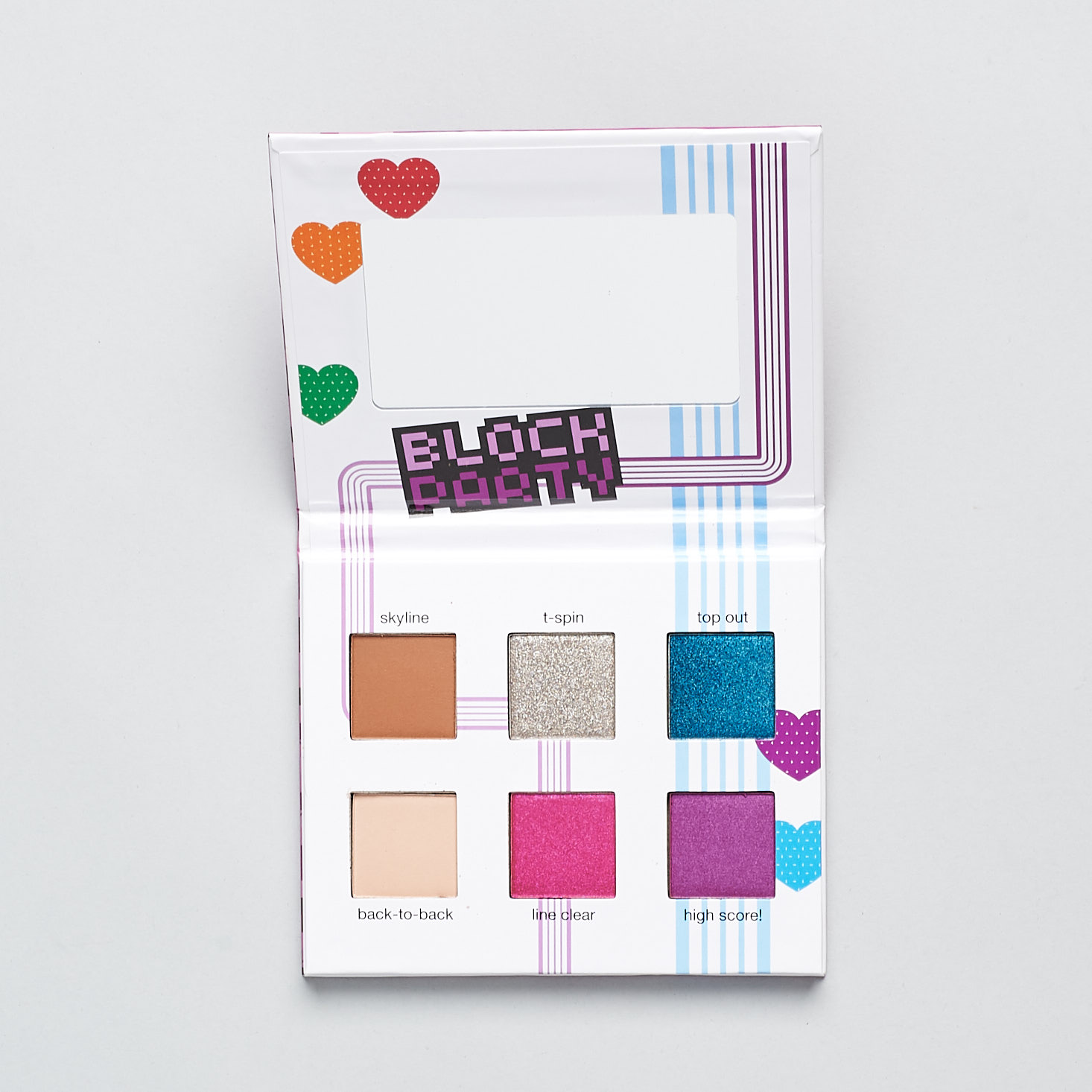 Ipsy x Tetris May 2019 makeup subscription box review eye shadow palette block party open