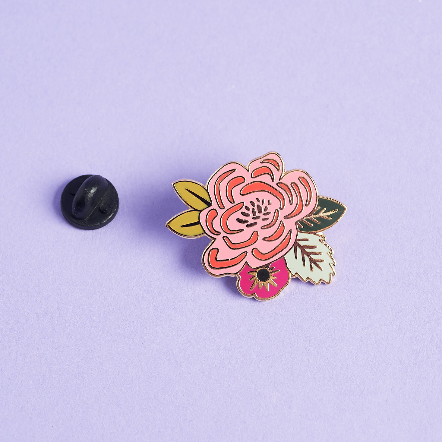 close up of Rifle Paper Co. Flower Enamel Pin