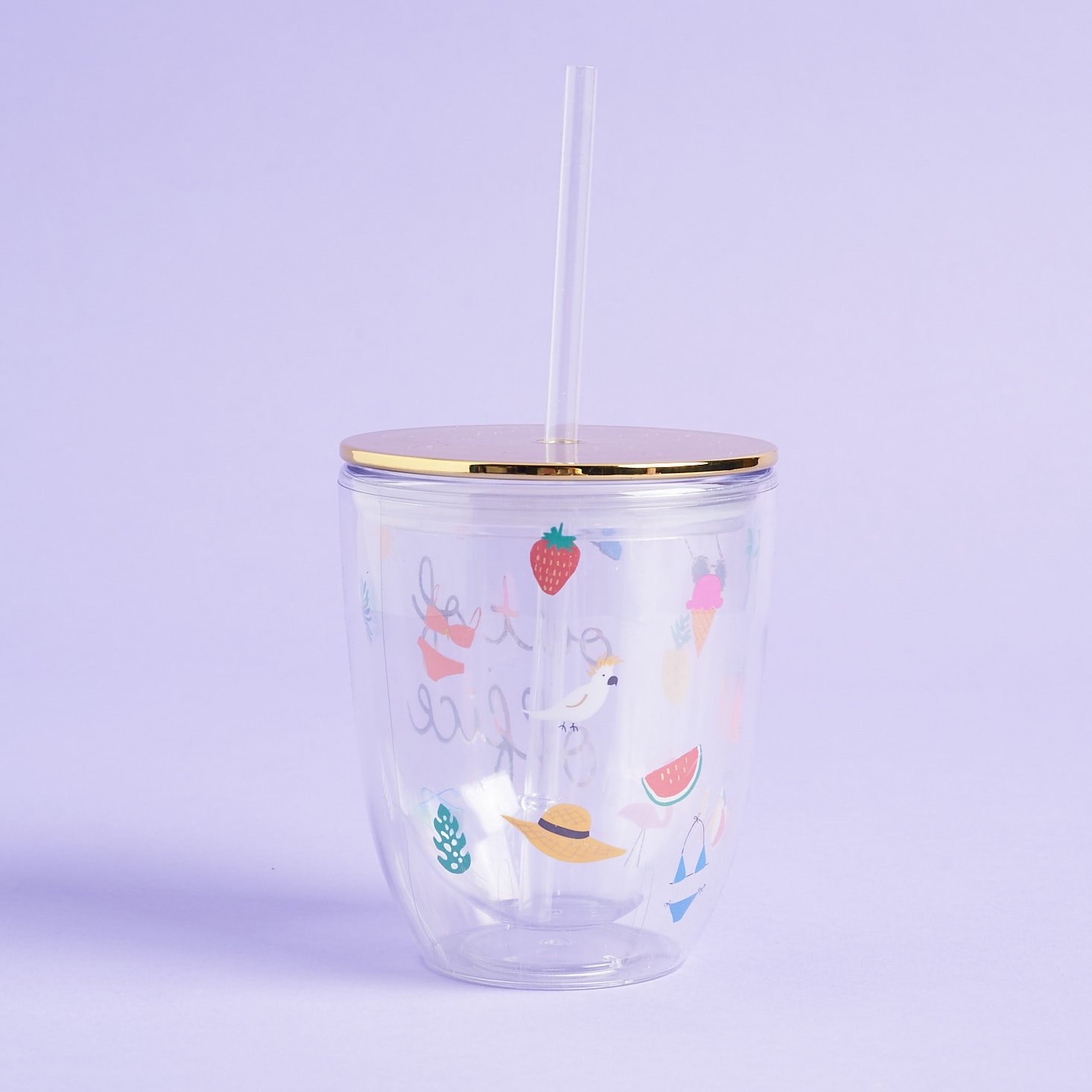 back of Paper Source designed Out of Office Drink Tumbler