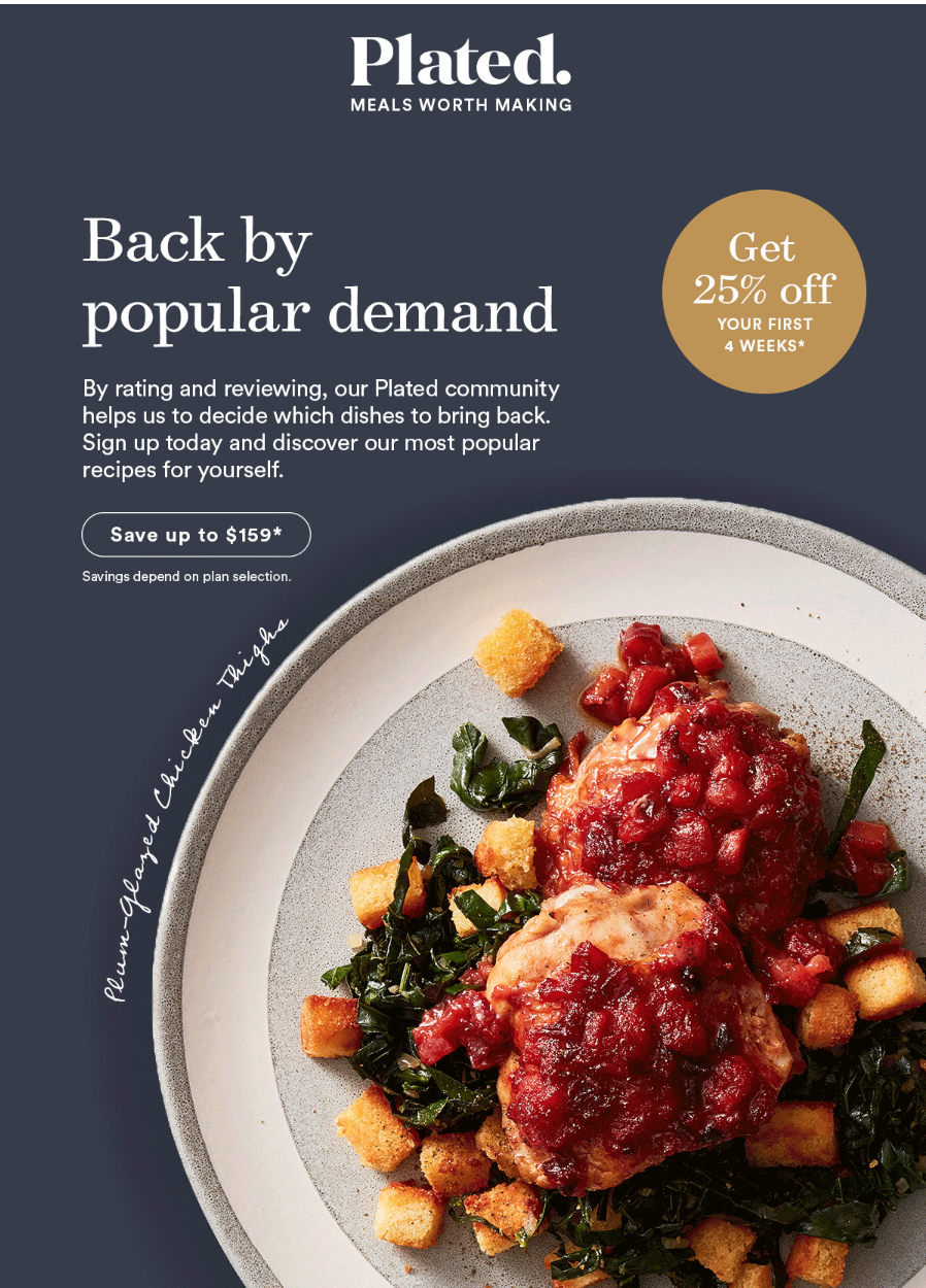 Plated Meal Kit Deal – 25% Off Your First Four Boxes!