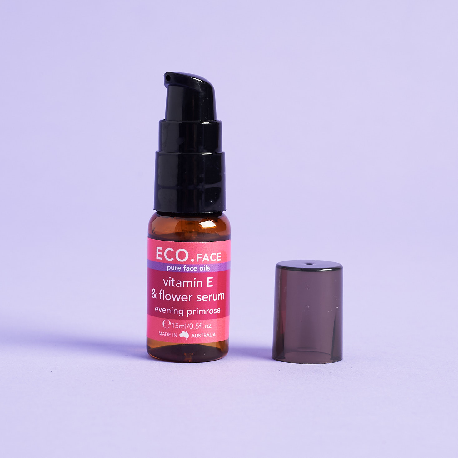 Eco. Vitamin E & flower serum with cap off