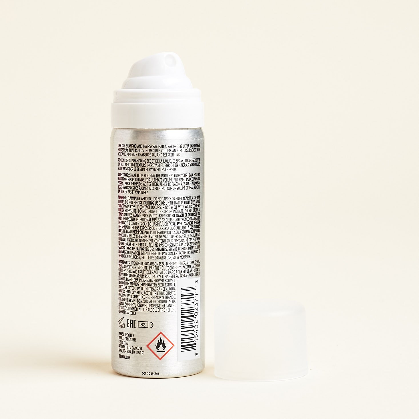 back of ouai texture spray can