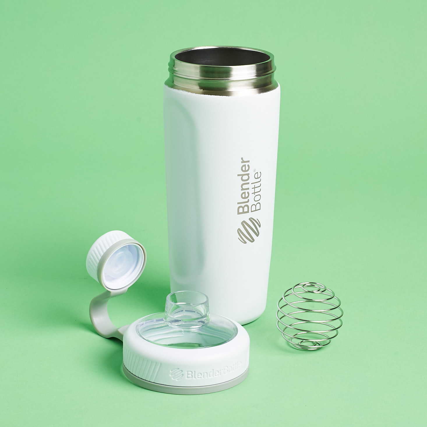All parts of BlenderBottle Radian Insulated Stainless Steel Shaker