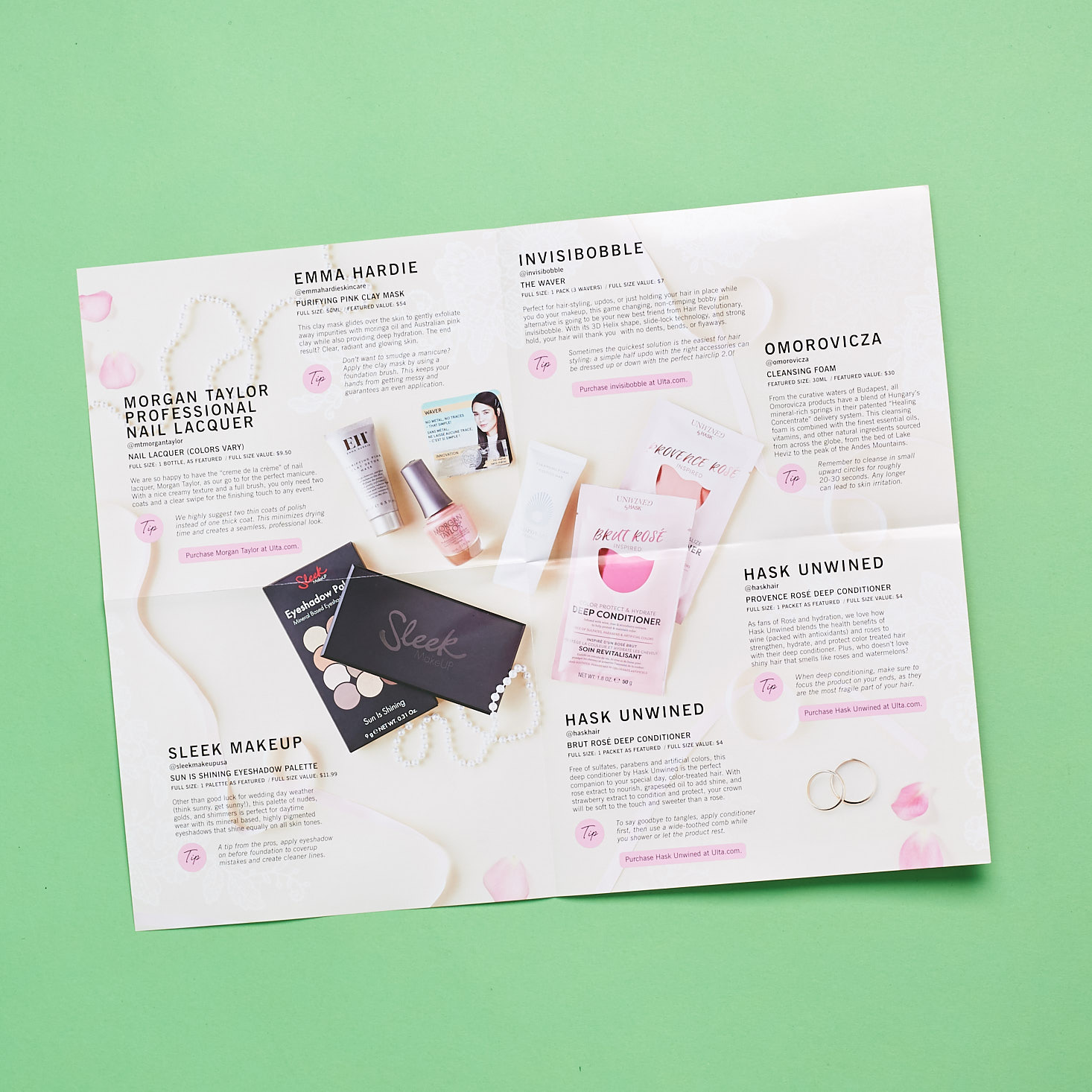 Glossybox June 2019 beauty subscription box review booklet product guide