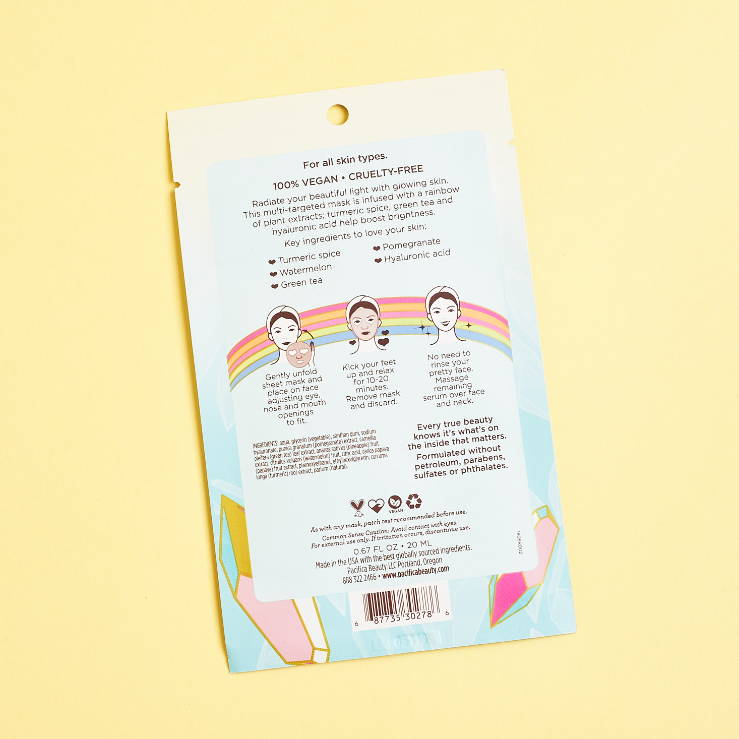 Goddess Provisions June 2019 subscription box review sheet mask back info