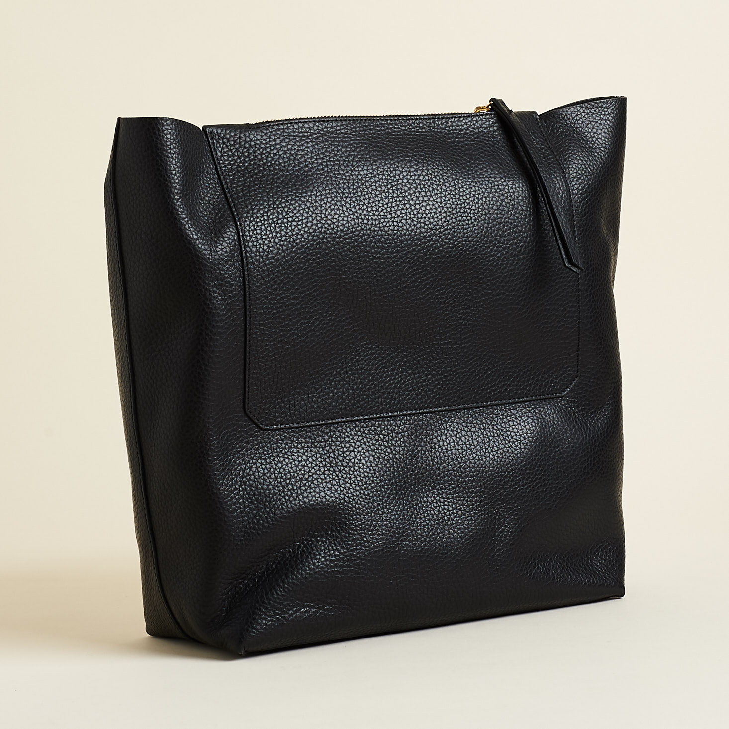 black leather tote