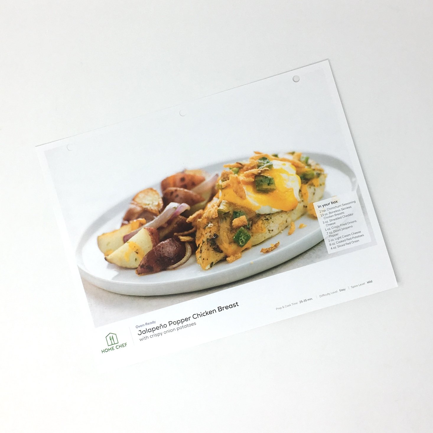 Home Chef Subscription Box Review June 2019 - CHICKEN RECIPE CARD FRONT