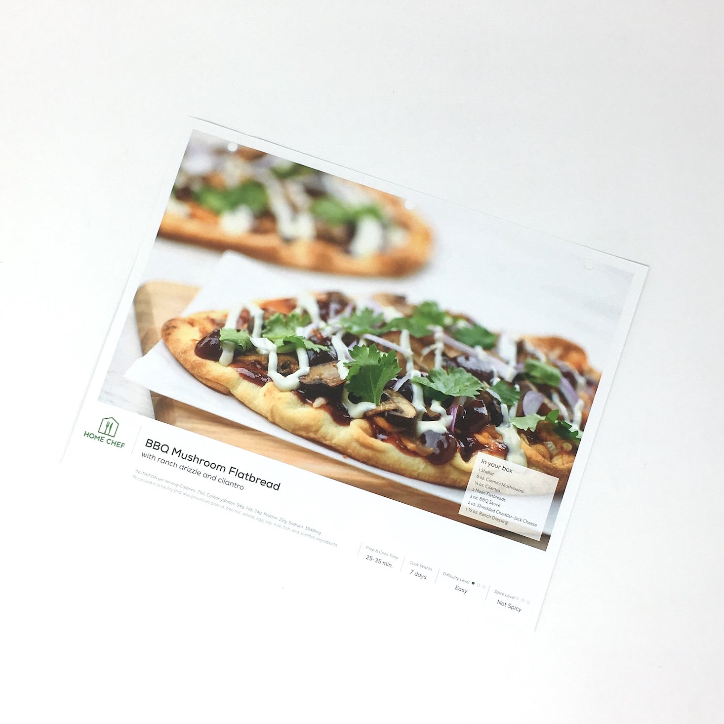 Home Chef Subscription Box Review June 2019 - FLATBREAD RECIPE CARD FRONT