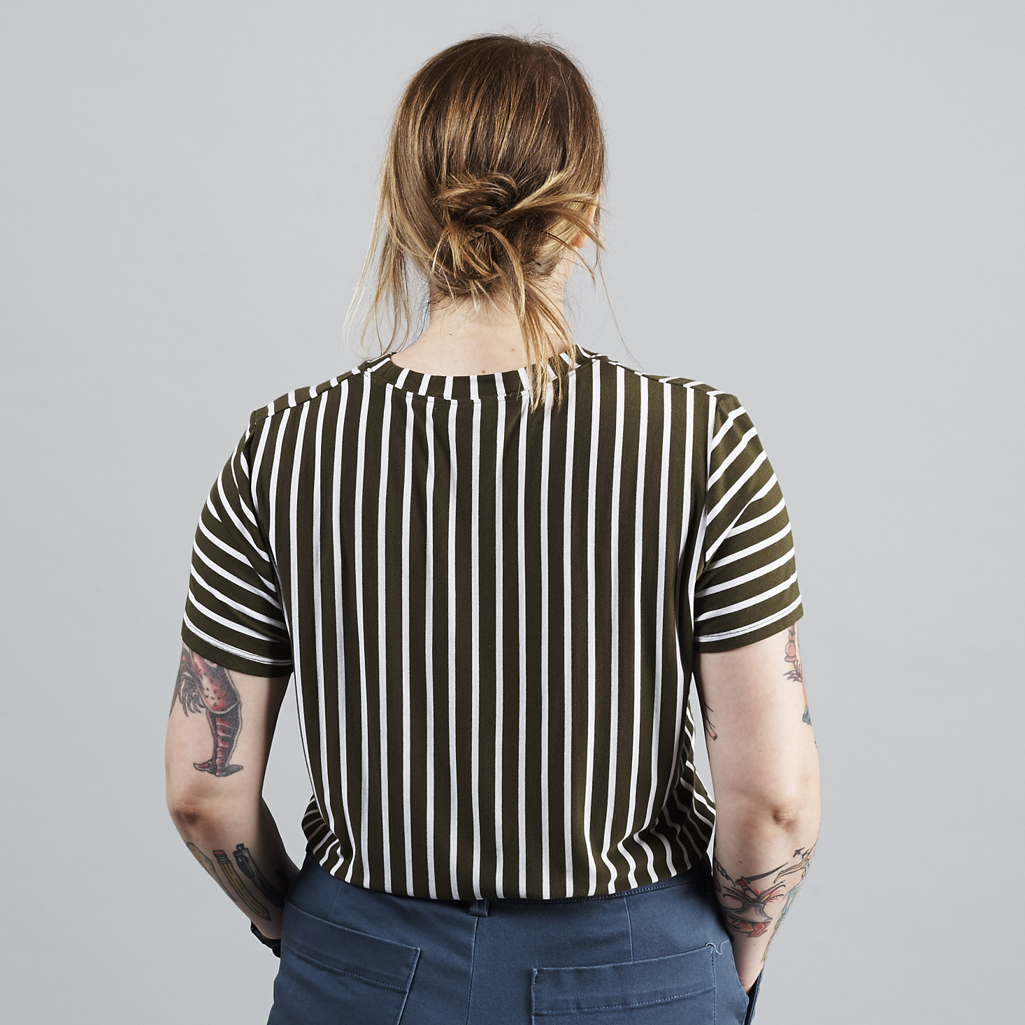 back of Summer & Sage Contrasting Stripe Tee