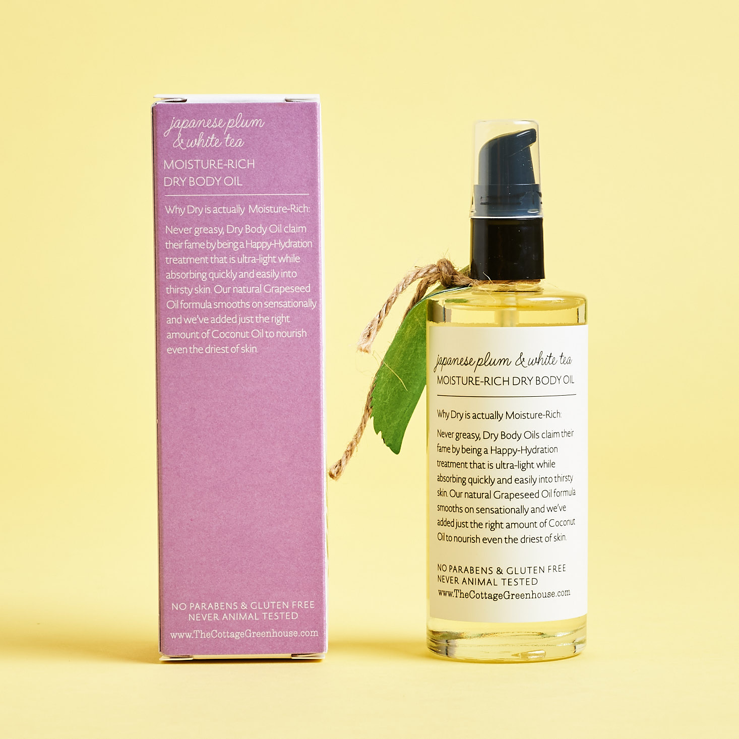 Margot Elena June 2019 review body oil back info