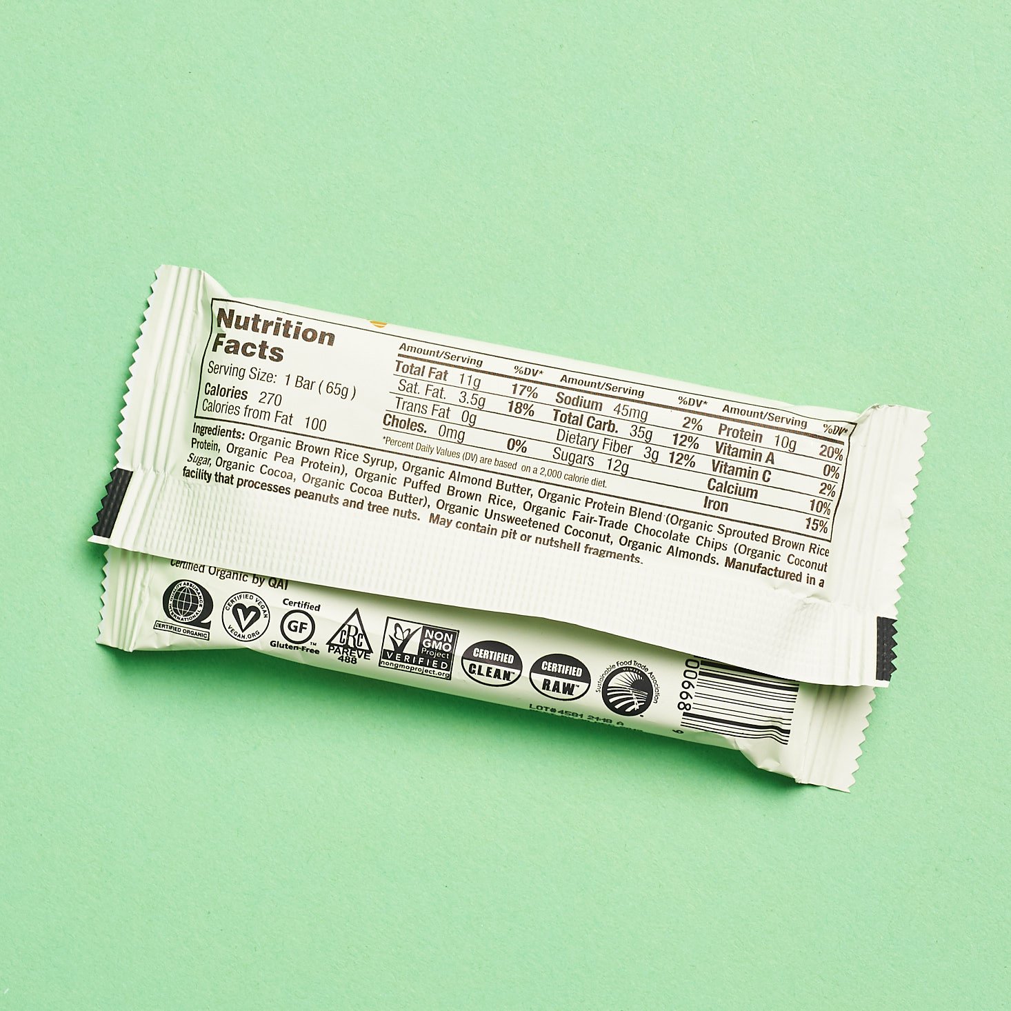 nutrition facts for GoMacro MacroBar in Everlasting Joy