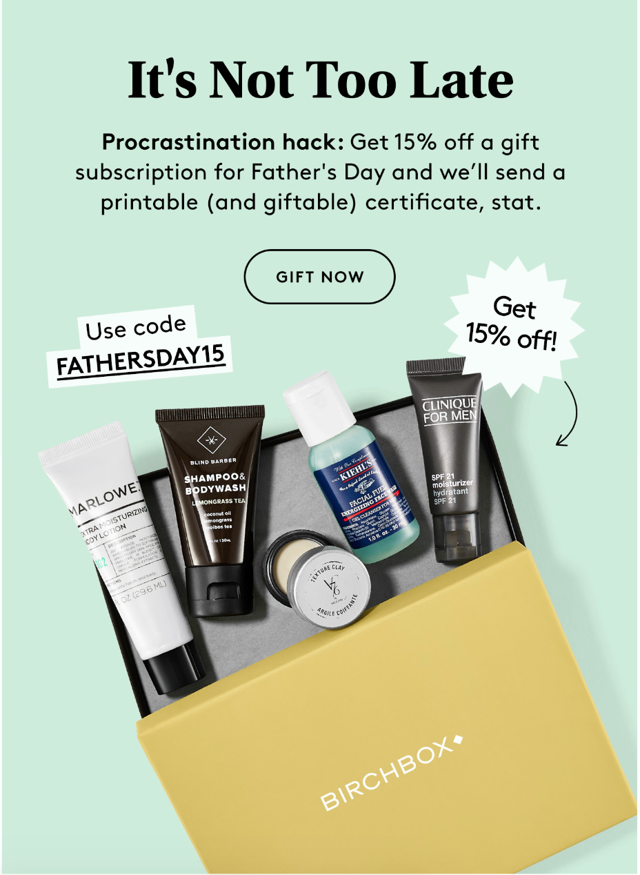Birchbox Grooming Father’s Day Sale – 15% Off Gift Subscription!
