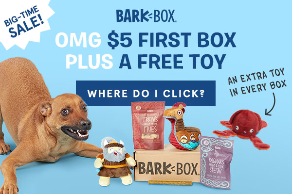 BarkBox Coupon – First Box For $5 + Bonus Toy!