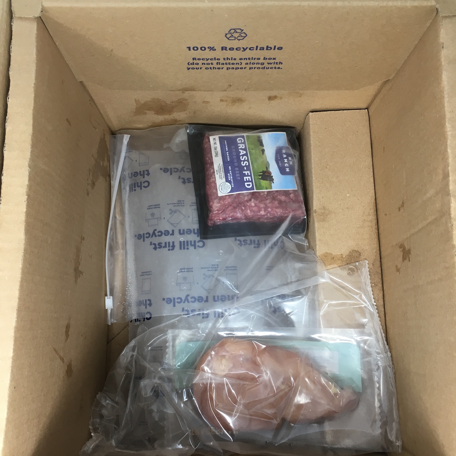 meats packaged within the box