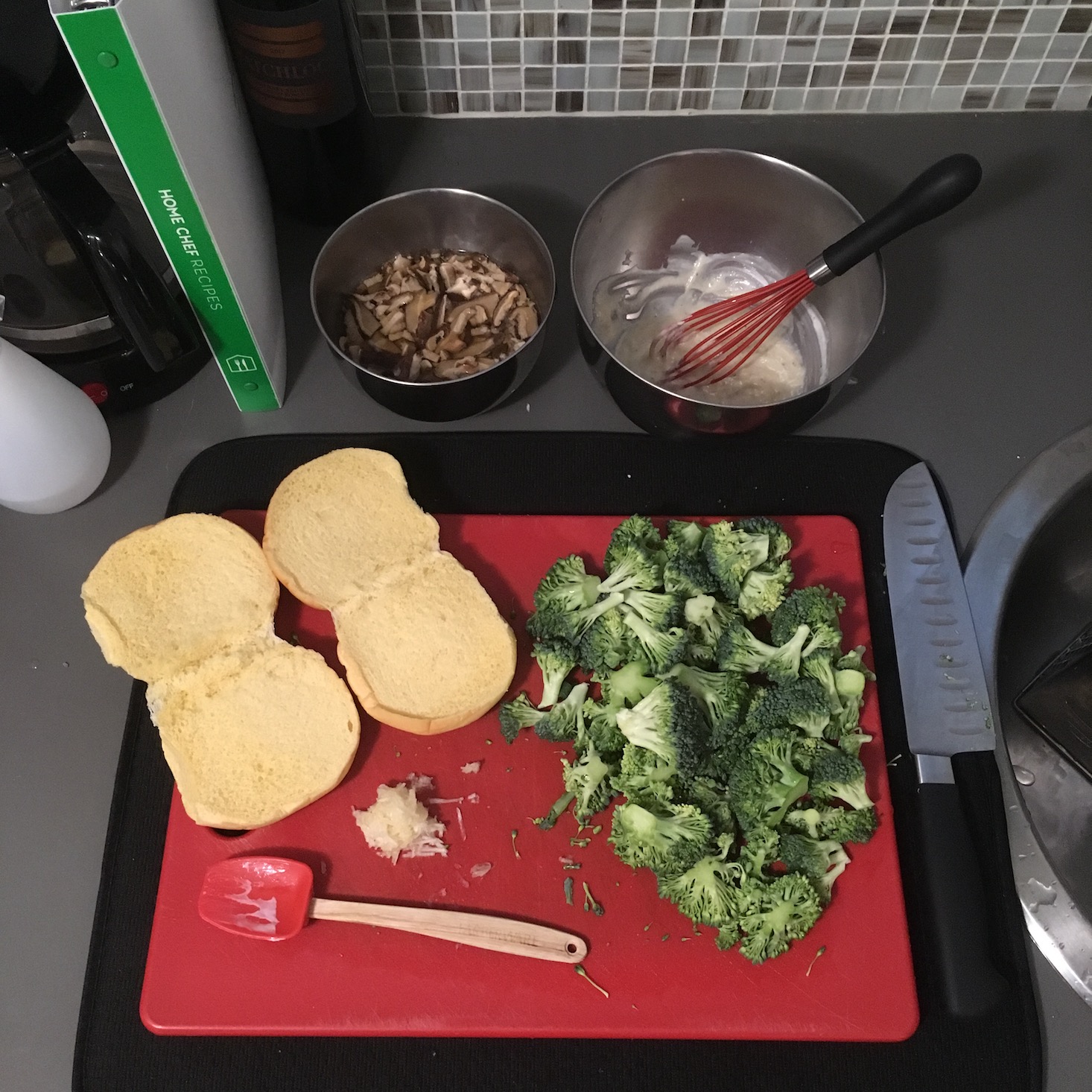 shiitake and hoisin beef burgers prep work top view