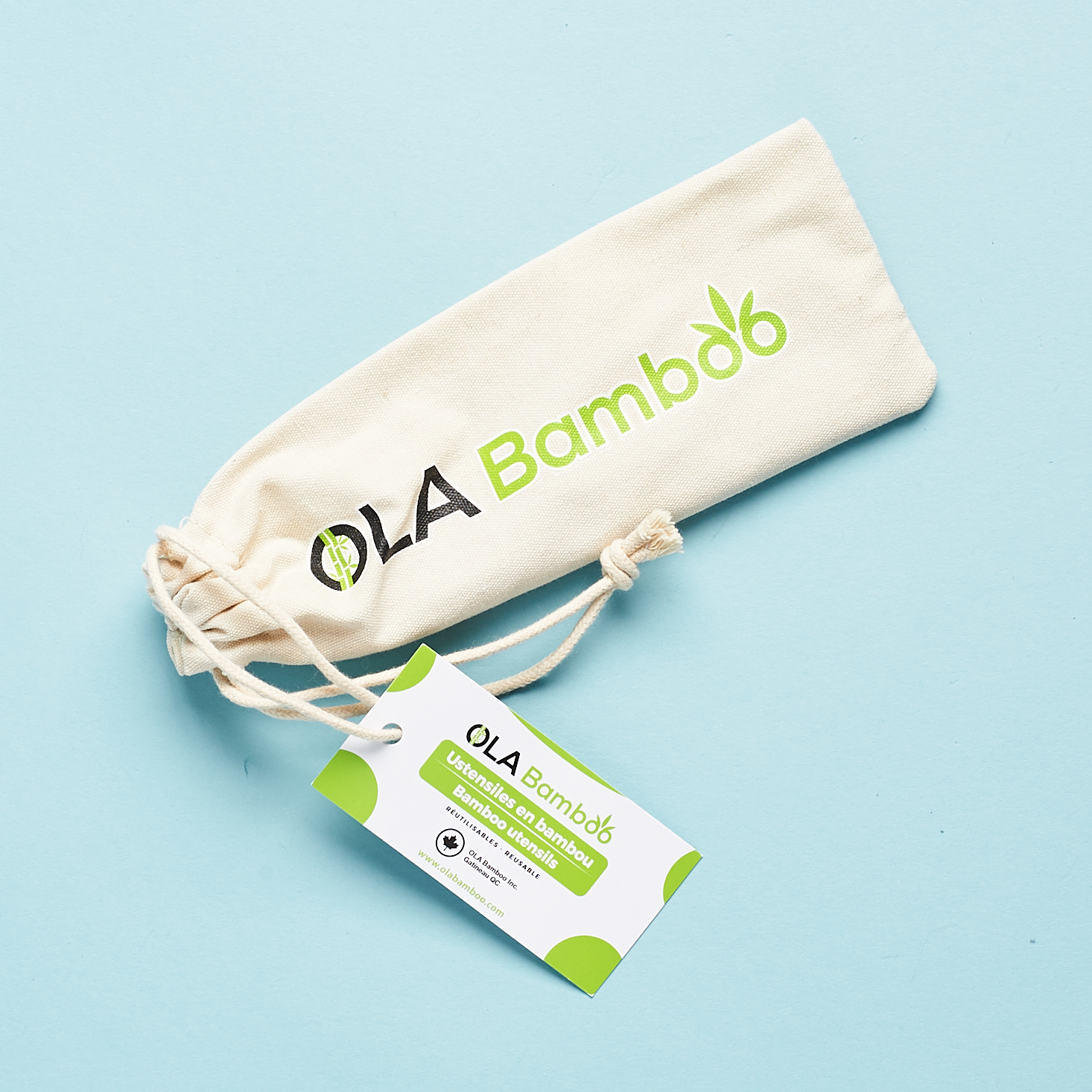 linen bag with OLA branding