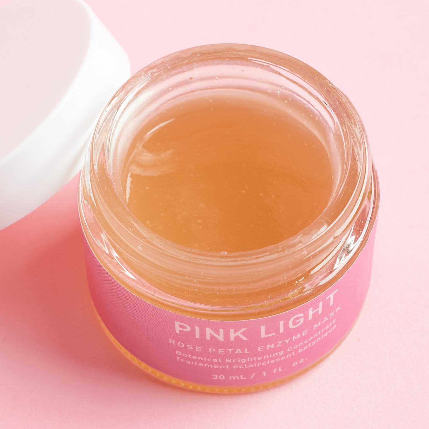 Pink Light Rose Petal Enzyme Masque with lid off